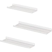 SONGMICS Estantes de Pared Metálicos- Juego de 3 Estantes Flotantes- Estilo Industrial- para Decoración- Marcos de Fotos…